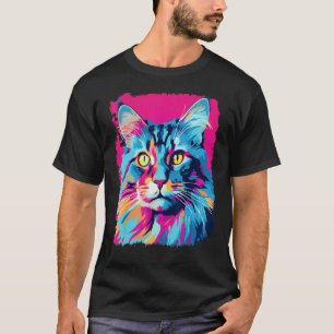 Pop Art Maine Coon Cat Pink T-Shirt