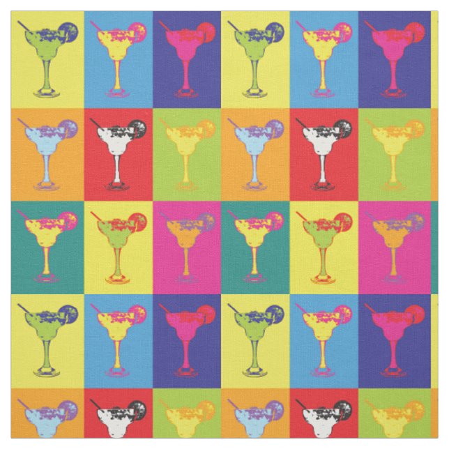 Pop Art Margarita Cocktails Retro Pattern Fabric (Swatch)