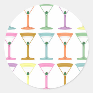 Pop Art Martinis Classic Round Sticker