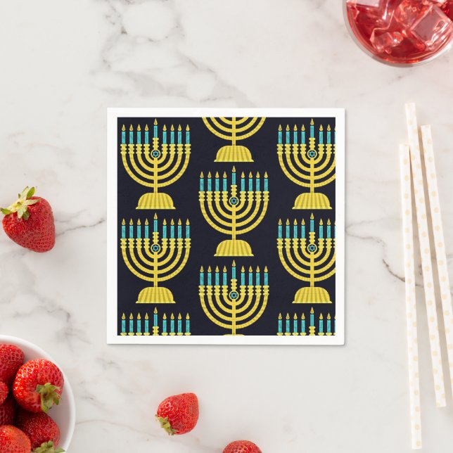 Pop Art Menorah Napkins (Insitu)