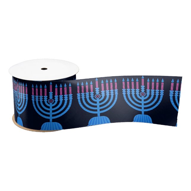Pop Art Menorah Satin Ribbon (Spool)