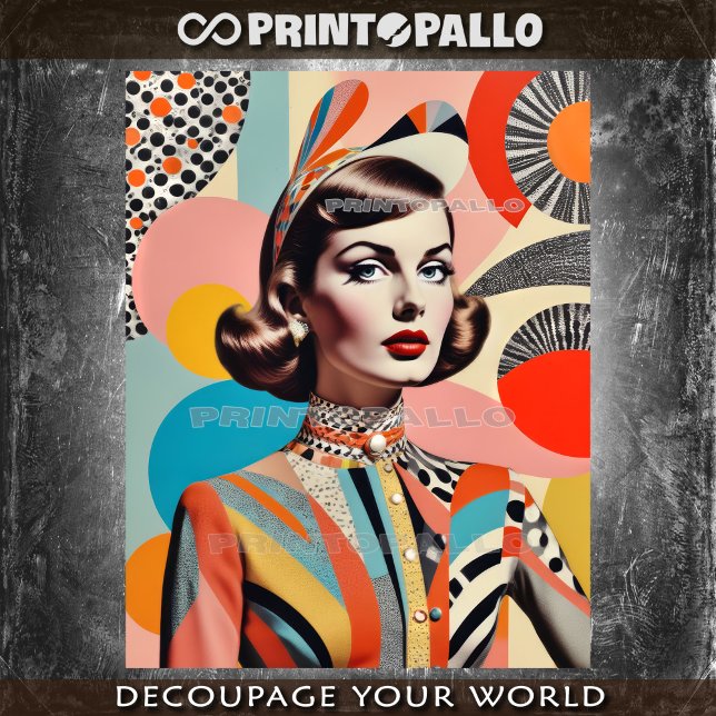 Pop Art Mid Century collage of a fashion woman Tissue Paper (Creator Uploaded)