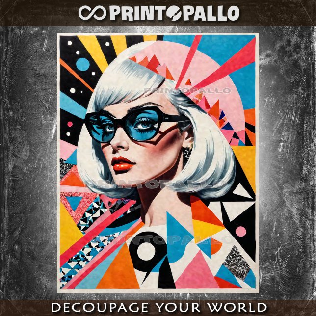 Pop Art Mid Century woman with fashion eyeglasses Tissue Paper (Creator Uploaded)