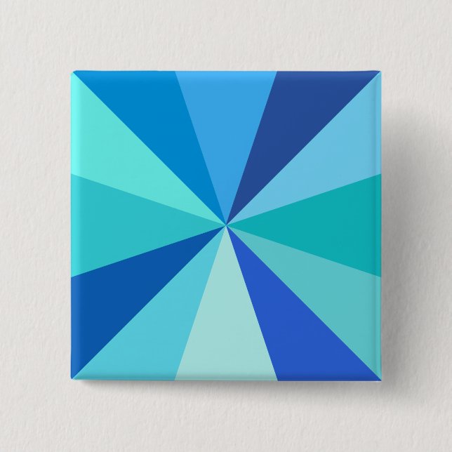 Pop Art Modern 60s Funky Geometric Rays in Blue 15 Cm Square Badge (Front)