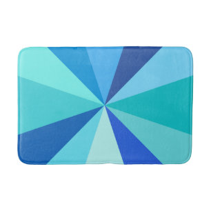 Pop Art Modern 60s Funky Geometric Rays in Blue Bath Mat