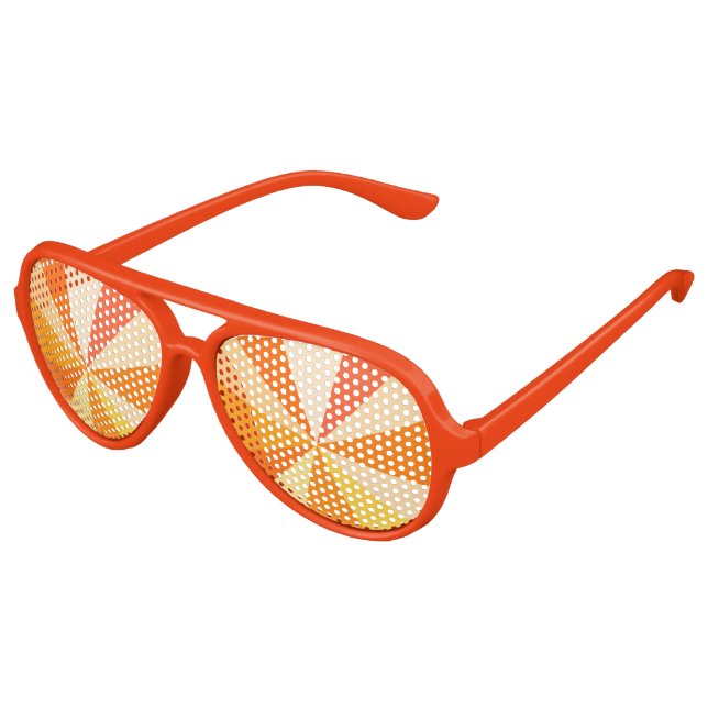 Pop Art Modern 60s Funky Geometric Rays in Orange Aviator Sunglasses (Angled)