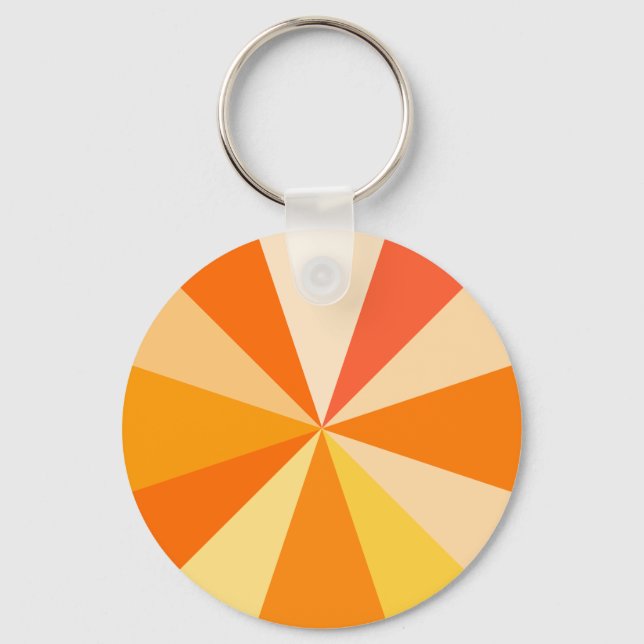 Pop Art Modern 60s Funky Geometric Rays in Orange Key Ring (Front)