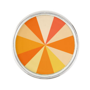 Pop Art Modern 60s Funky Geometric Rays in Orange Lapel Pin