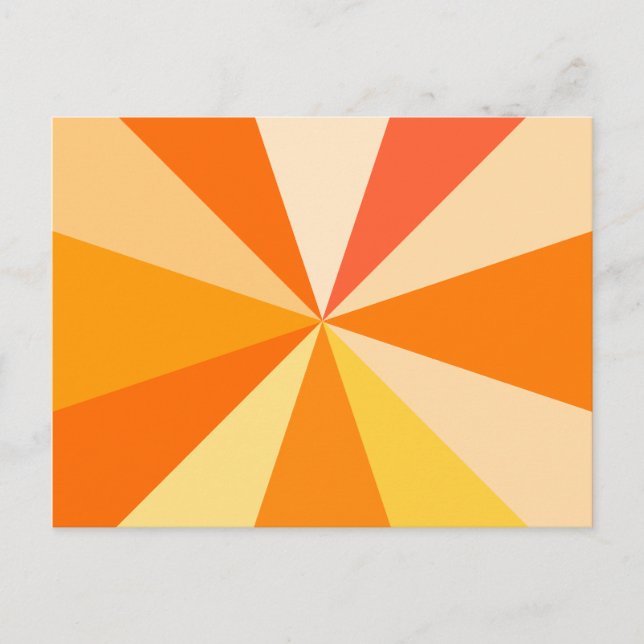 Pop Art Modern 60s Funky Geometric Rays in Orange Postcard (Front)