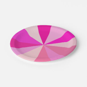 Pop Art Modern 60s Funky Geometric Rays in Pink Paper Plate