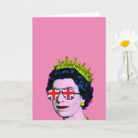 Pop Art Modern Fun HM Queen in Union Jack glasses