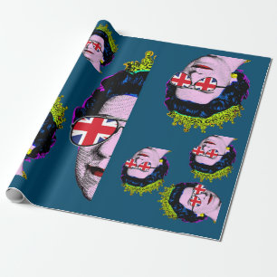 Pop art Modern HM Queen with Union Jack glasses Wr Wrapping Paper