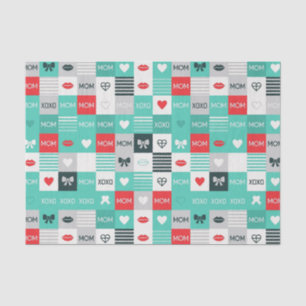 Pop Art MOM Love Pattern with Hearts & Bows (1) Tissue Paper