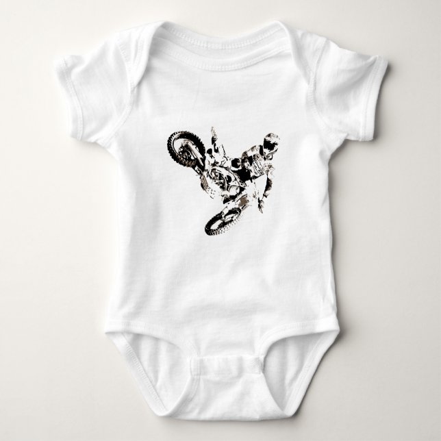 Pop Art Motocross Motorcyle Sport Baby Bodysuit (Front)