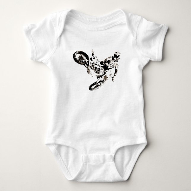 Pop Art Motocross Motorcyle Sport Baby Bodysuit (Front)