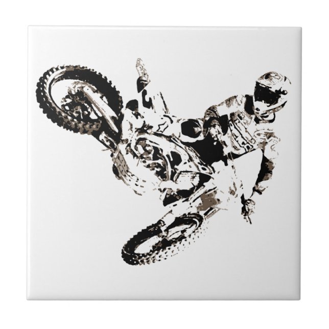 Pop Art Motocross Motorcyle Sport Tile (Front)