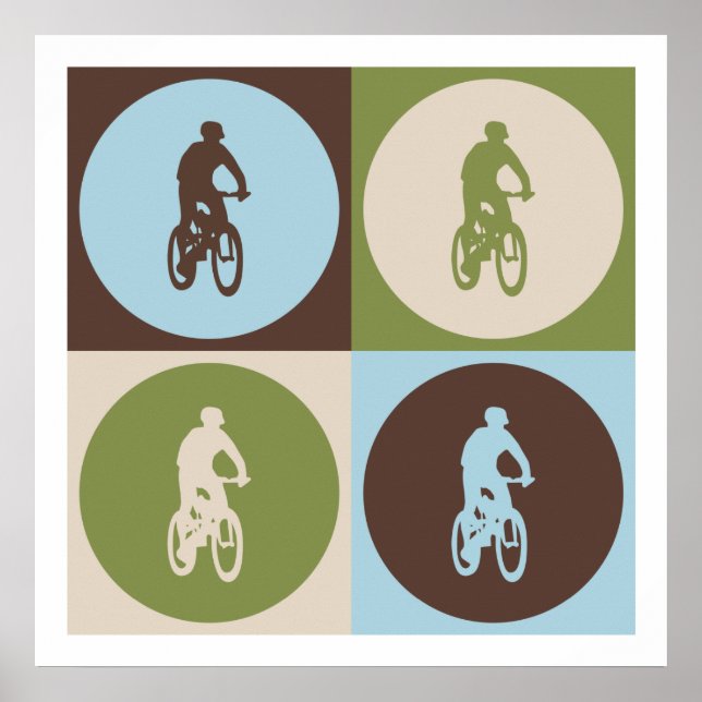 Pop Art Mountain Biking Poster (Front)
