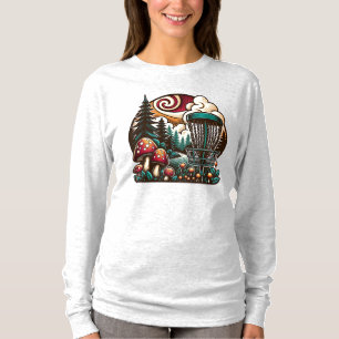 Pop Art Mushrooms and Disc Golf Course Ai Art T-Shirt