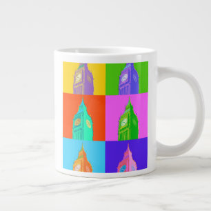 Pop Art Neon Big Ben Large Coffee Mug