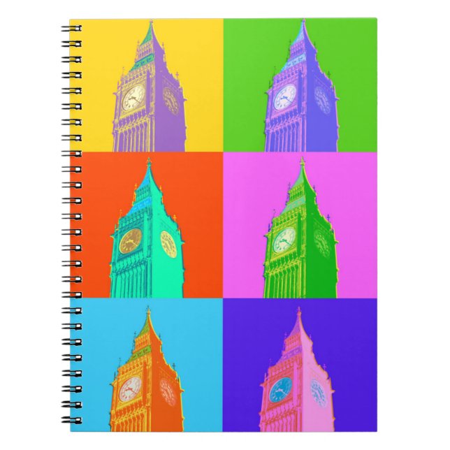 Pop Art Neon Big Ben Notebook (Front)