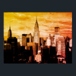 Pop Art New York City Ink Sketch Poster<br><div class="desc">New York City Midtown Old Style Image - Vintage New York Artworks</div>