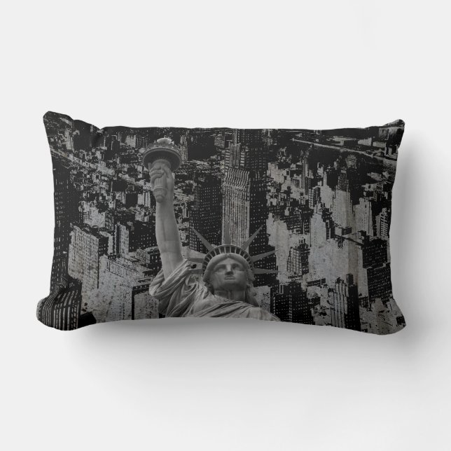 Pop Art New York City Manhattan Statue of Liberty Lumbar Cushion (Front)