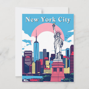Pop Art New York City Retro Comic Statue Postcard