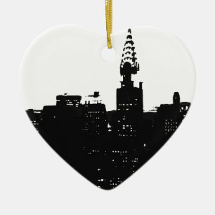 Pop Art New York Silhouette Ceramic Tree Decoration
