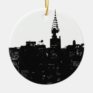 Pop Art New York Silhouette Ceramic Tree Decoration