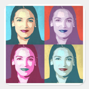 Pop Art Ocasio-Cortez Square Sticker