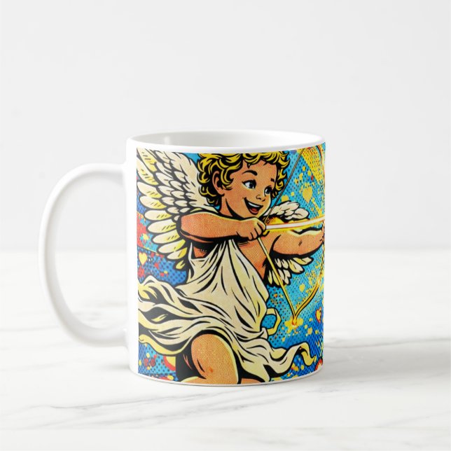 Pop Art of Two cupids playing Coffee Mug (Left)