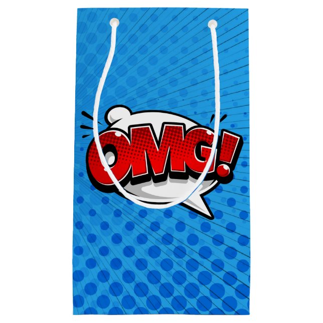 Pop Art OMG! on blue Small Gift Bag (Front)