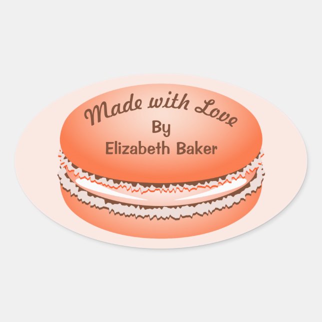 Pop Art Orange Macaron Cookie Personalised Oval Sticker (Front)