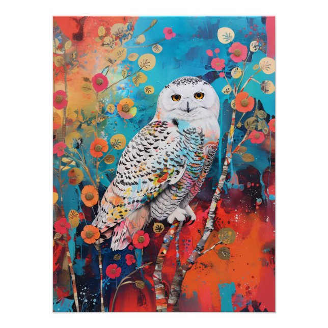 Pop Art Owl Decoupage Poster (Front)