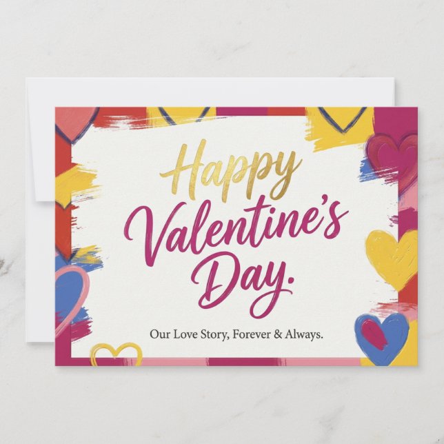 Pop Art Painterly Valentine's Day Postcard  (Front)