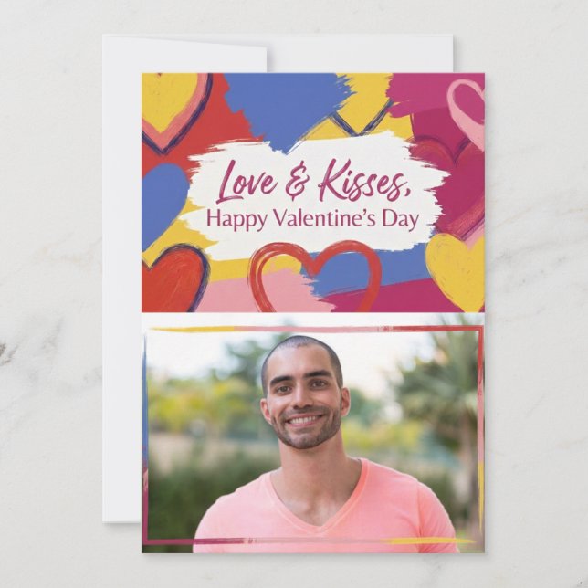 Pop Art Painterly Valentine's Day Postcard  (Front)