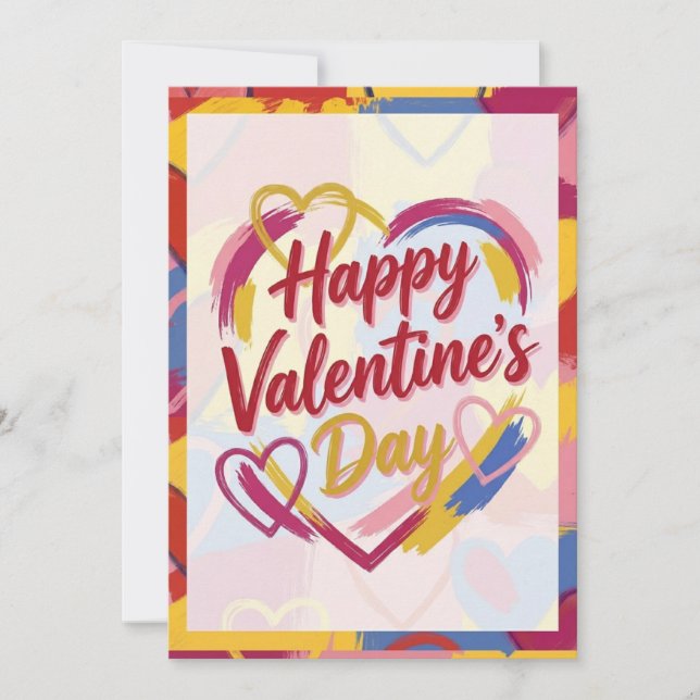 Pop Art Painterly Valentine's Day Postcard  (Front)
