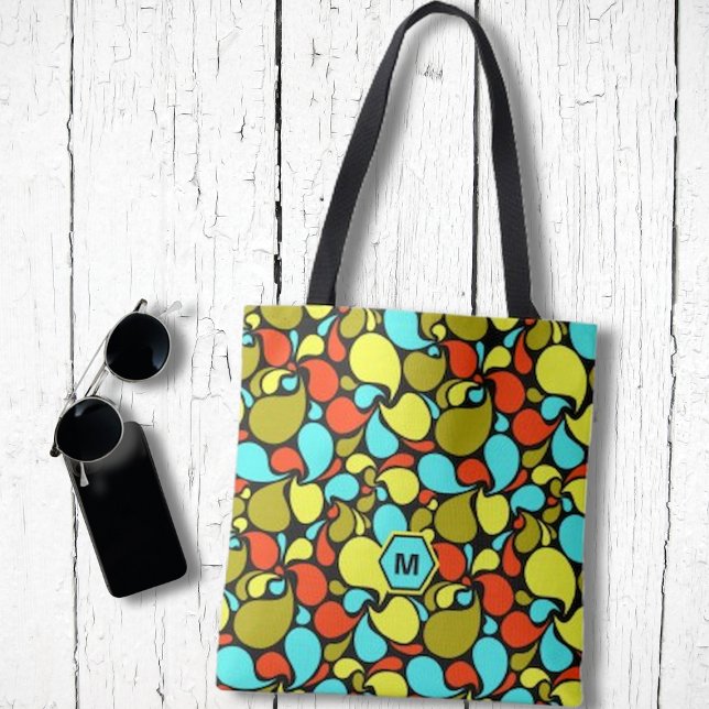 Pop Art Paisley Monogram Tote Bag (Creator Uploaded)