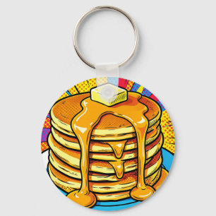 Pop Art Pancake Stack Syrup Key Ring