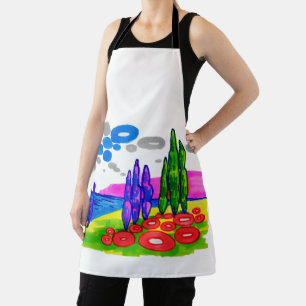 Pop Art Paradise – Bold Graphic Landscape Apron