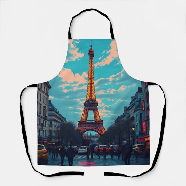 Pop Art Paris – Vibrant Retro Cityscape  Apron (Front)