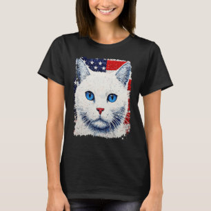 Pop Art Patriotic White Cat T-Shirt