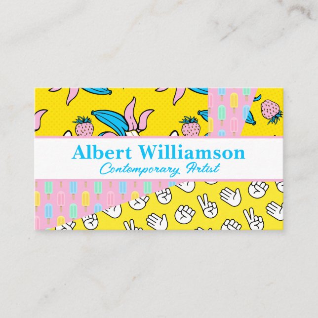 Pop Art | Patterns Colour Block | Colourful Business Card (Front)