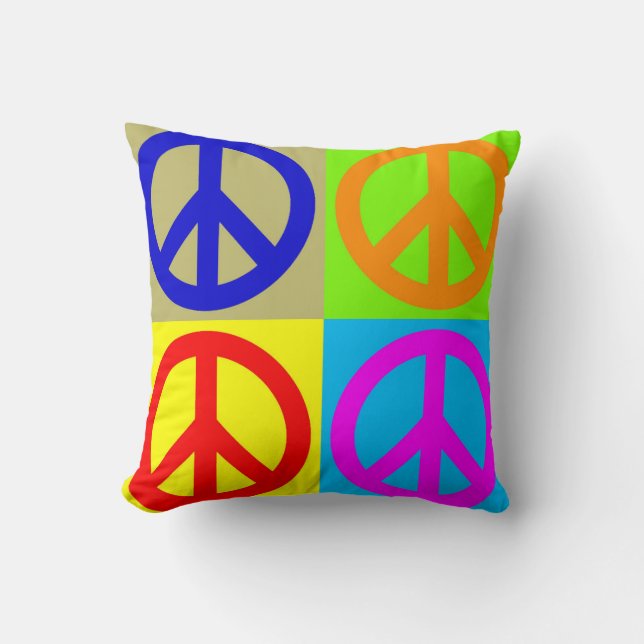 Pop Art Peace Sign Symbol Polyester Throw Pillow (Front)