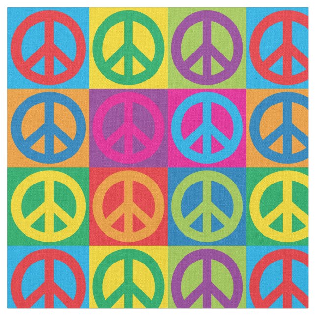 Pop Art Peace Symbols Fabric (Close Up)