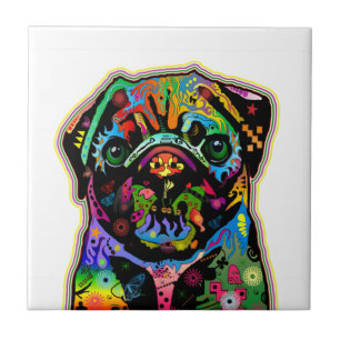 Pop Art Pet Pug Colourful Art Retro Tile