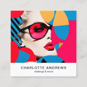 Pop Art Photo Collage Trendy Modern Square Business Card