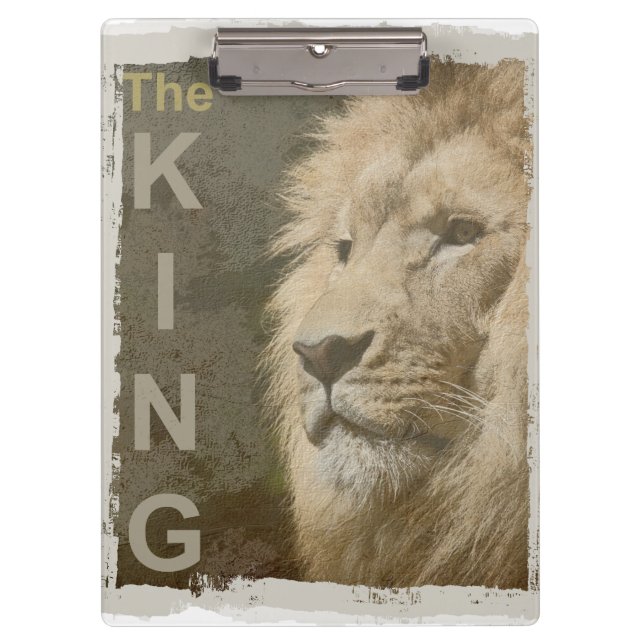 Pop Art Picture Lion Head The King Template Clipboard (Front)