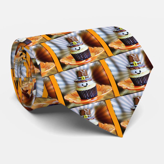 Pop Art Pilgrim Cupcakes Tie (Rolled)