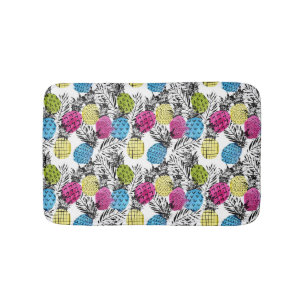 Pop Art Pineapples And Palm Leaves Bath Mat